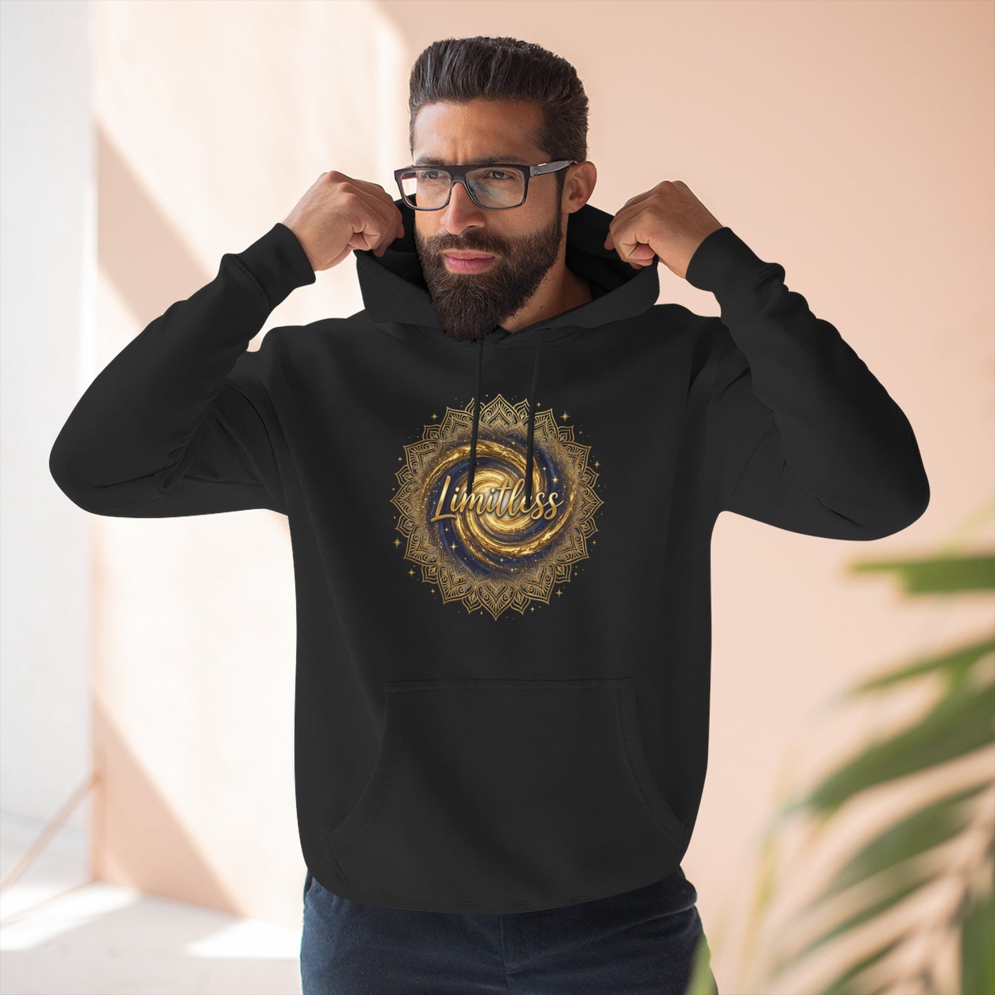 Limitless Gold Mandala Hoodie — Inspirational Graphic Fleece Pullover