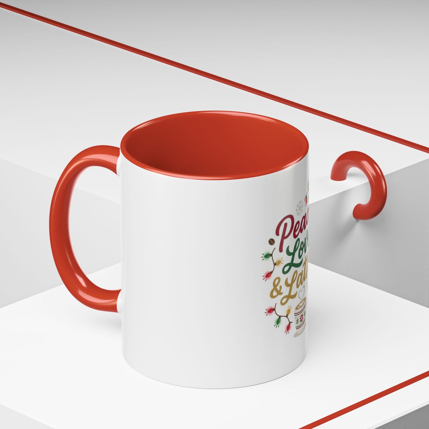 Peace, Love & Lattes Mug | Festive Coffee Center Print Cup