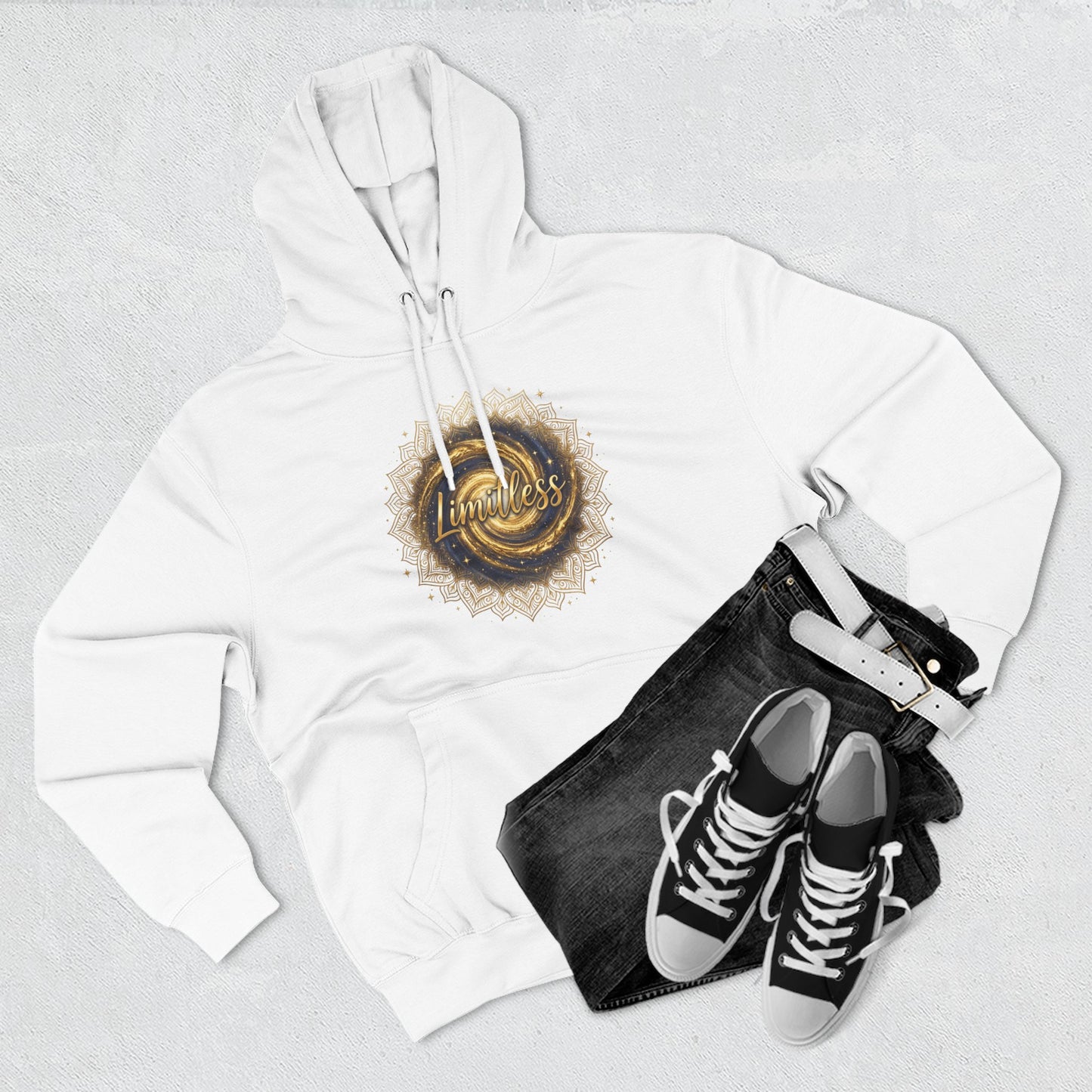 Limitless Gold Mandala Hoodie — Inspirational Graphic Fleece Pullover