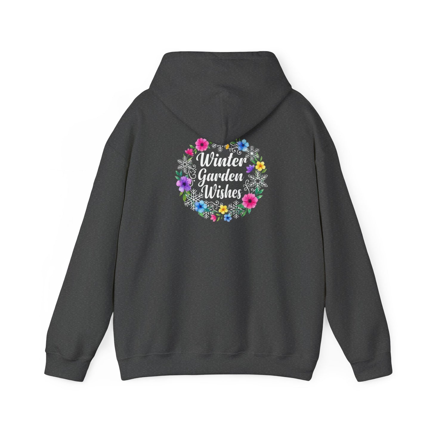 Winter Garden Wishes Hoodie | Floral Ring Back Print Cozy Winter Pullover
