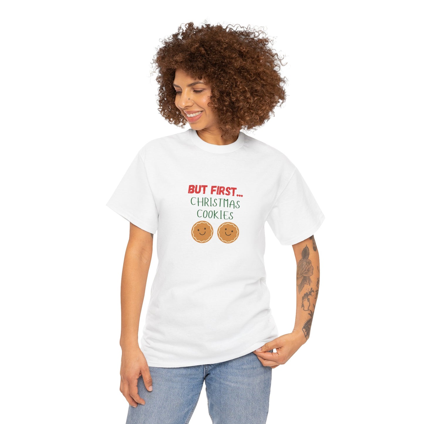 But First Cookies T-Shirt | Minimal Holiday Cookie Graphic Tee