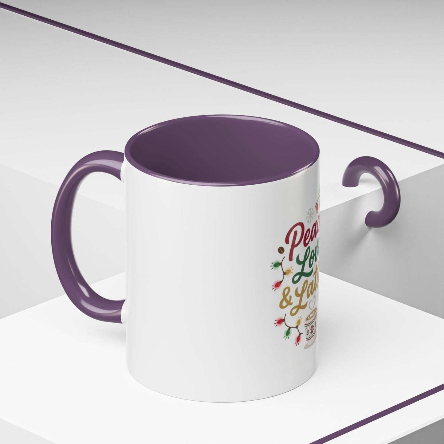 Peace, Love & Lattes Mug | Festive Coffee Center Print Cup