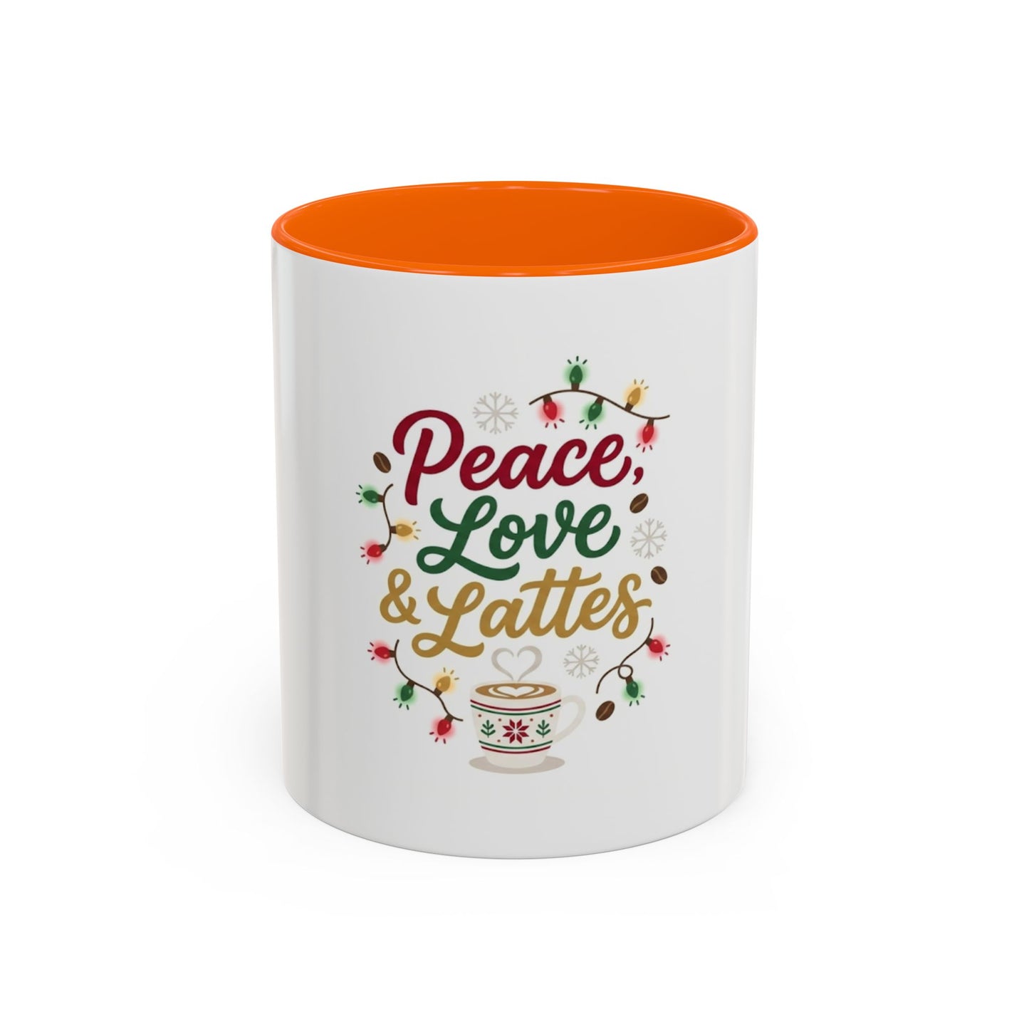 Peace, Love & Lattes Mug | Festive Coffee Center Print Cup