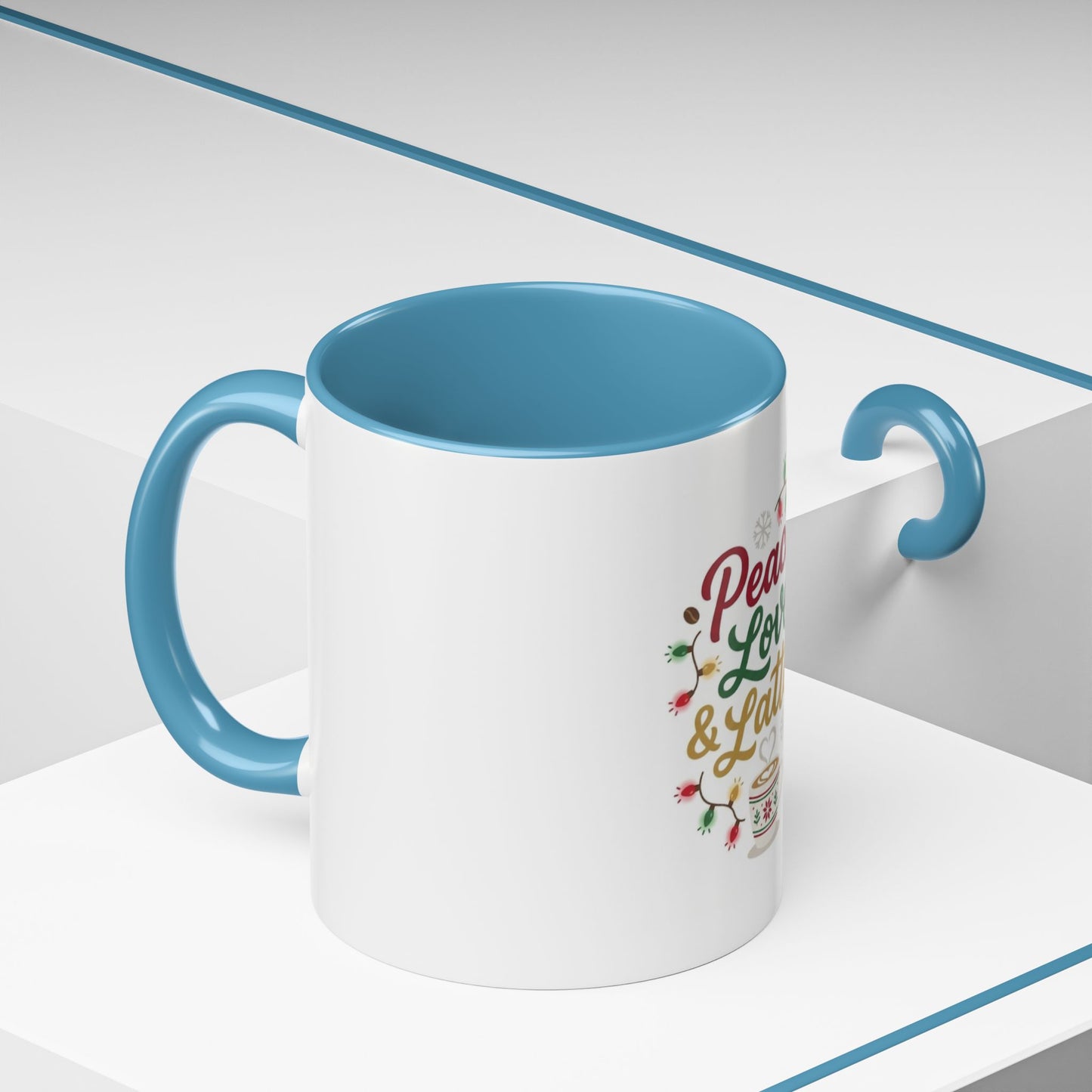 Peace, Love & Lattes Mug | Festive Coffee Center Print Cup