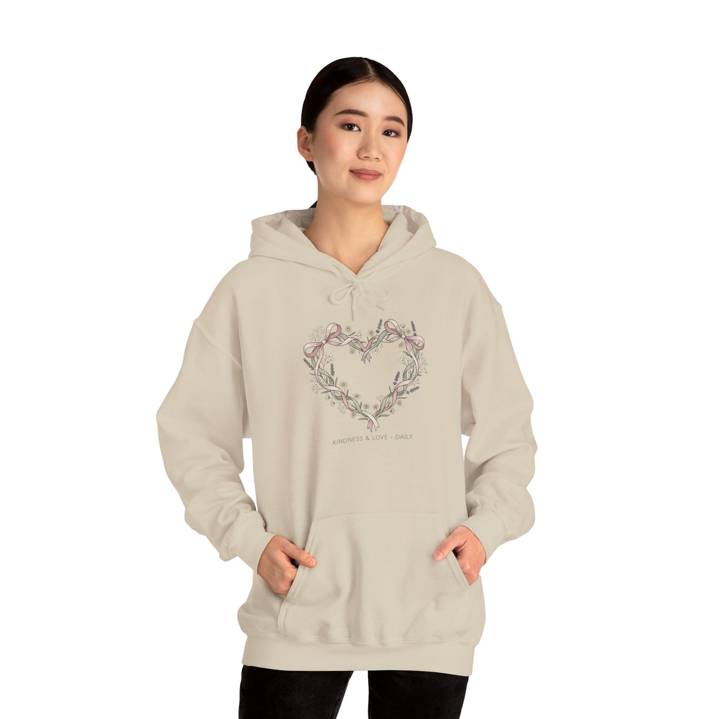 Kindness & Love – Daily Hoodie | Cozy Floral Heart