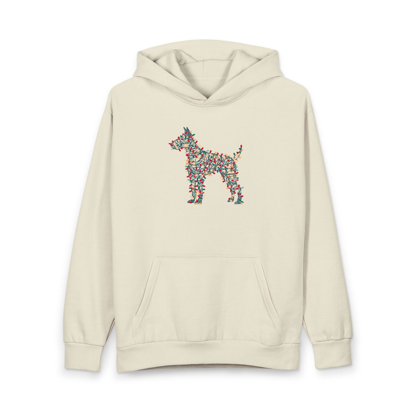 Dog Wrapped in Christmas Lights Hoodie — Festive Holiday Pet-Lover Sweatshirt
