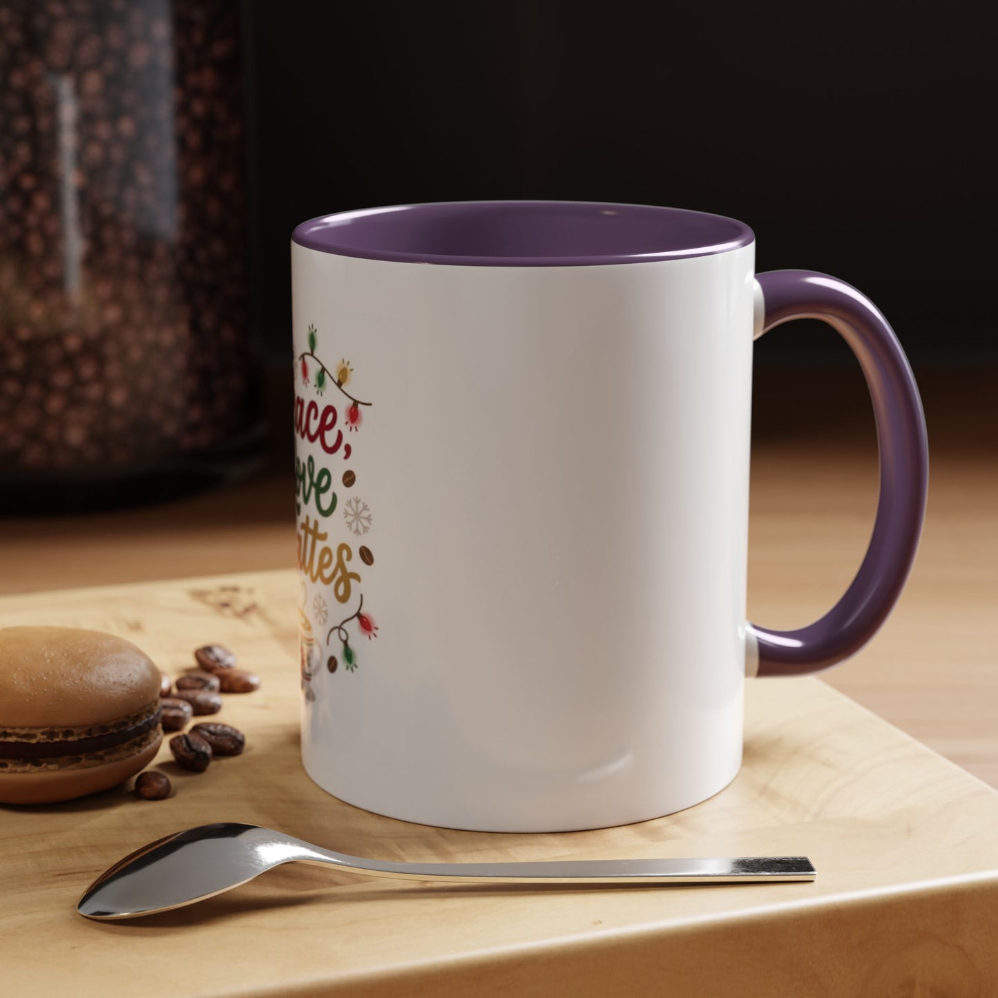 Peace, Love & Lattes Mug | Festive Coffee Center Print Cup