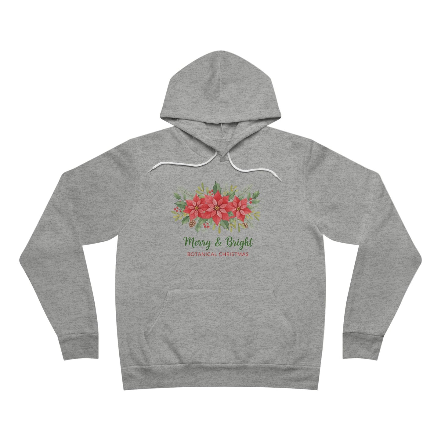 Merry & Bright Poinsettia Hoodie | Botanical Christmas Floral Pullover