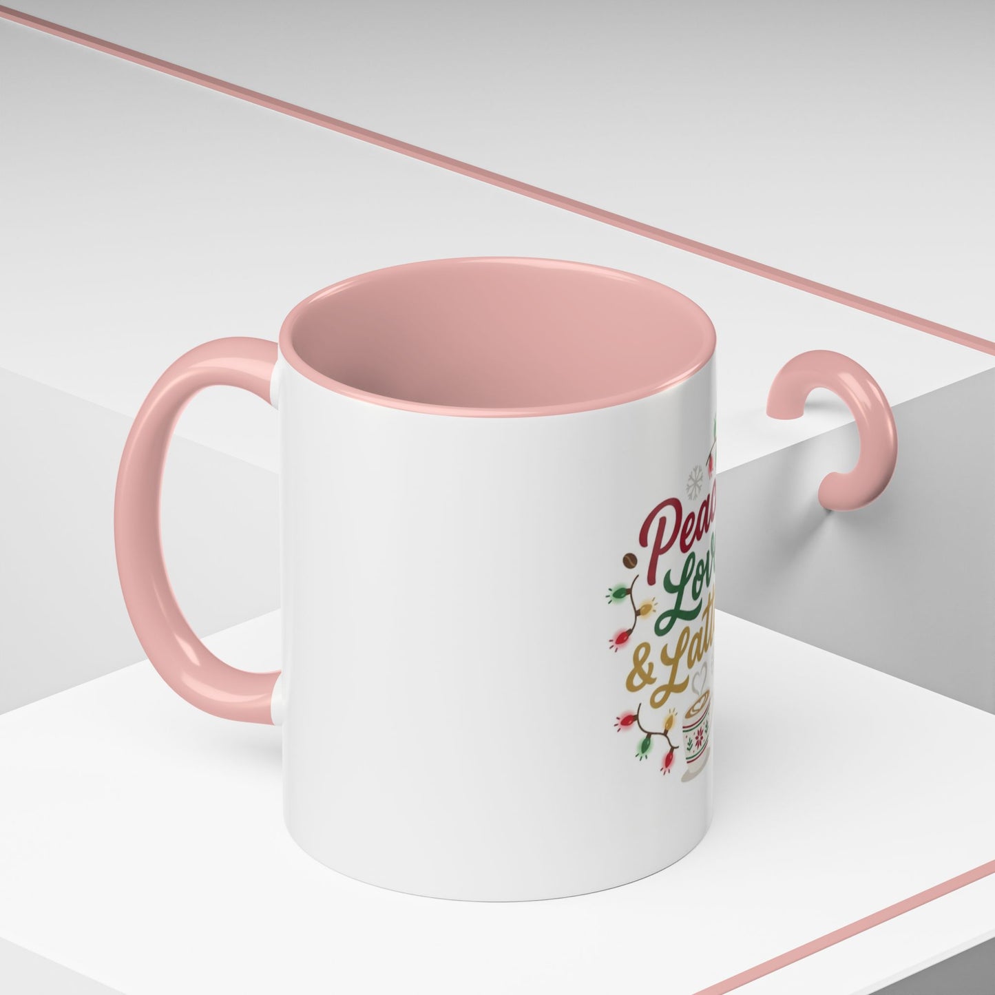 Peace, Love & Lattes Mug | Festive Coffee Center Print Cup
