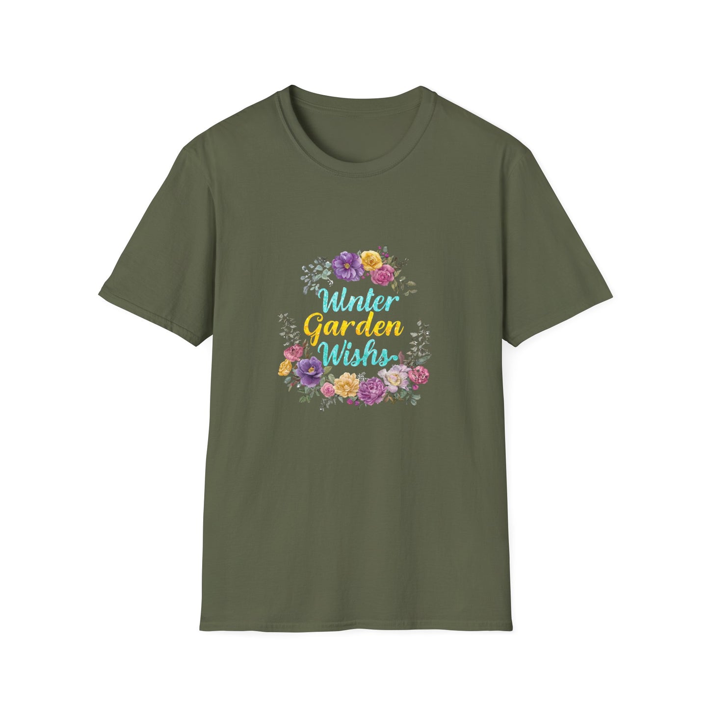 Winter Garden Wishes T-Shirt | Floral Winter Botanical Tee (Light Colors)