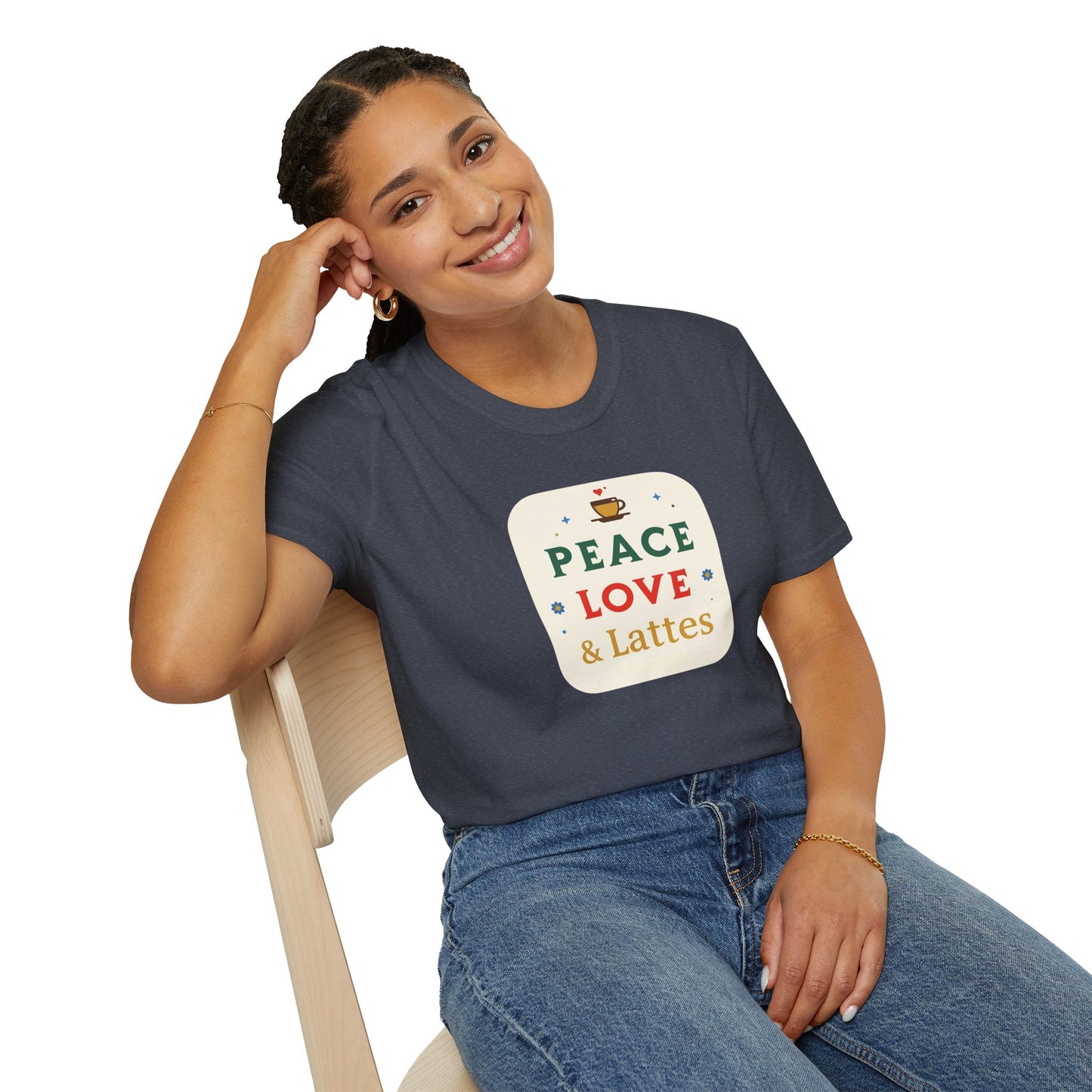 Peace, Love & Lattes T-Shirt | Cozy Coffee Lover Graphic Tee