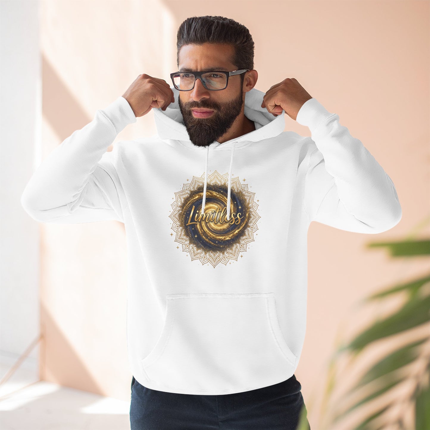 Limitless Gold Mandala Hoodie — Inspirational Graphic Fleece Pullover