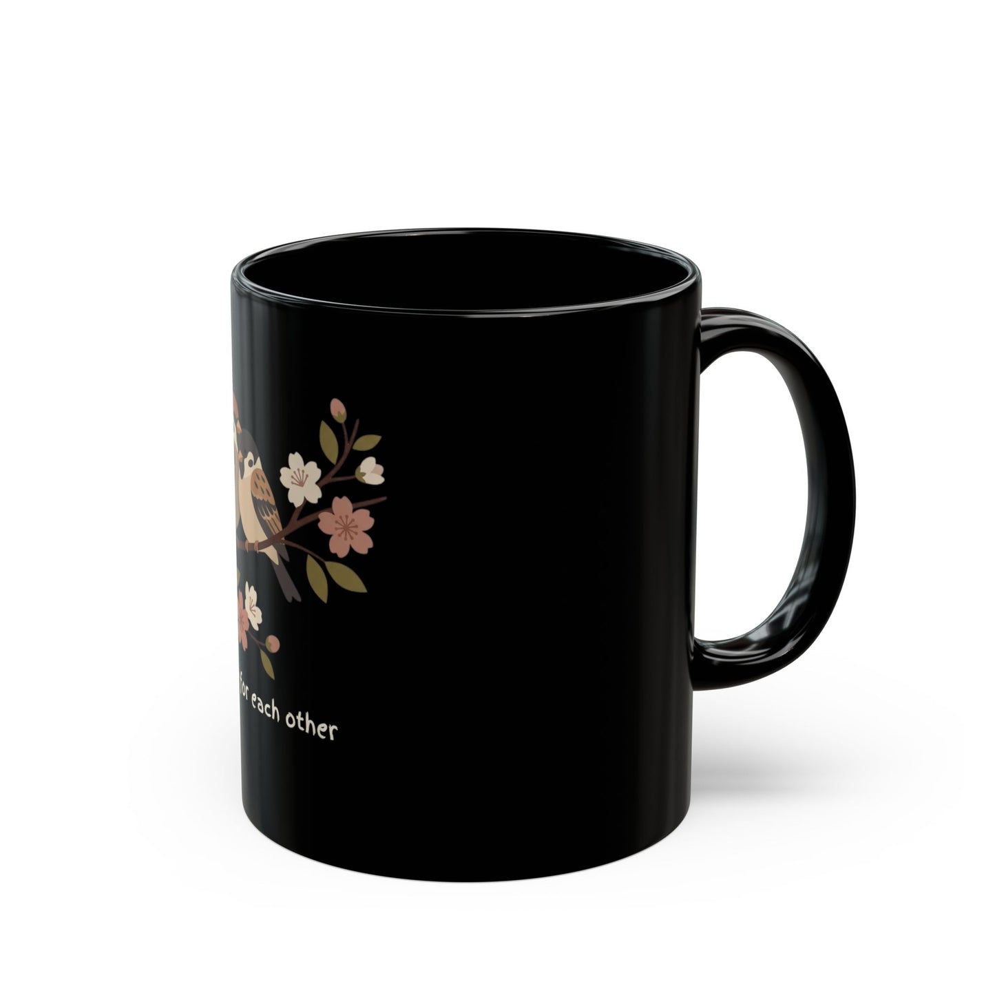 "Made for Each Other" Mug — Cute Sparrow Couple Ceramic Coffee Cup (11oz/15oz)